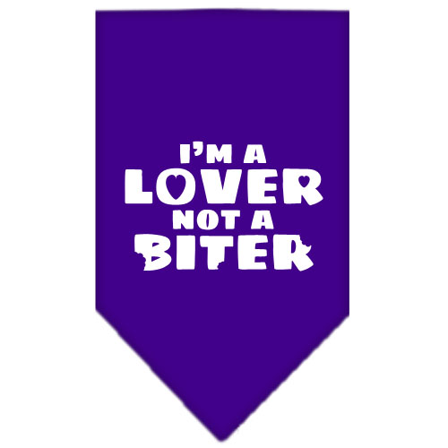 I'm a Lover Not a Biter Screen Print Bandana Purple Small
